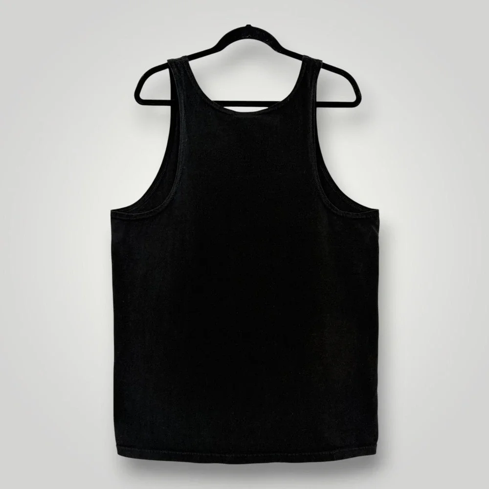 Vintage USA Olympic Tank Top M Black Made USA Embroidered‎ Rings 90s